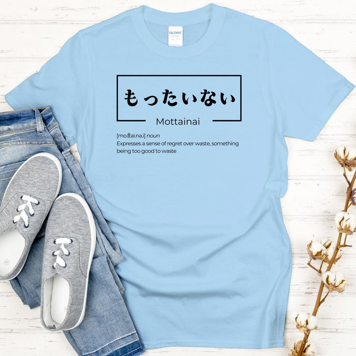 a blue t - shirt with japanese writing on it