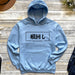 a light blue hoodie with the word j on it