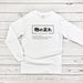 a white long - sleeved shirt with japanese writing on it