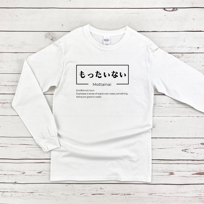 a white long sleeve shirt with japanese writing on it