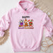 a pink hoodie with the words happy thanksgiving on it