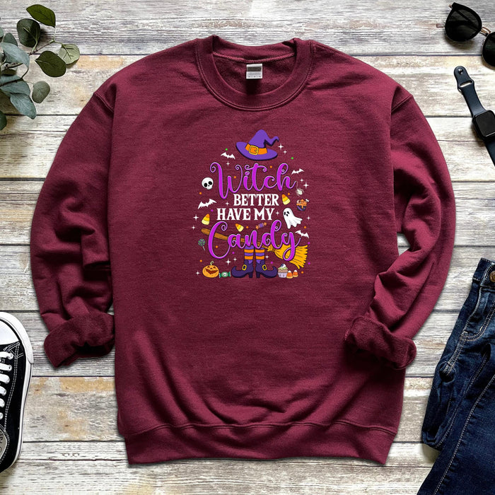 a sweatshirt with a witch saying on it