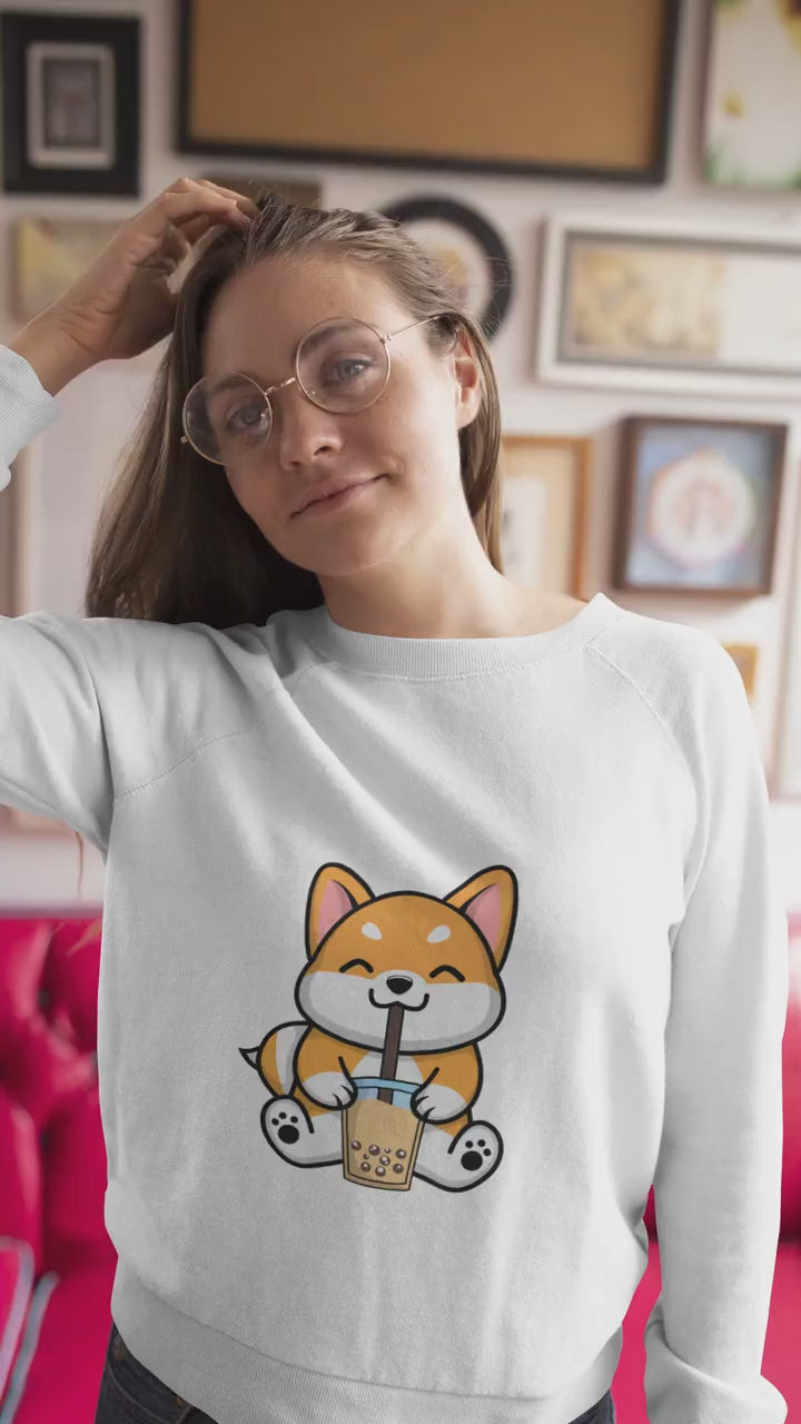 Corgi Sipping Boba Tea Unisex Sweatshirt