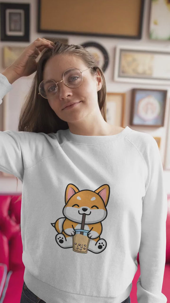 Corgi Sipping Boba Tea Unisex Sweatshirt