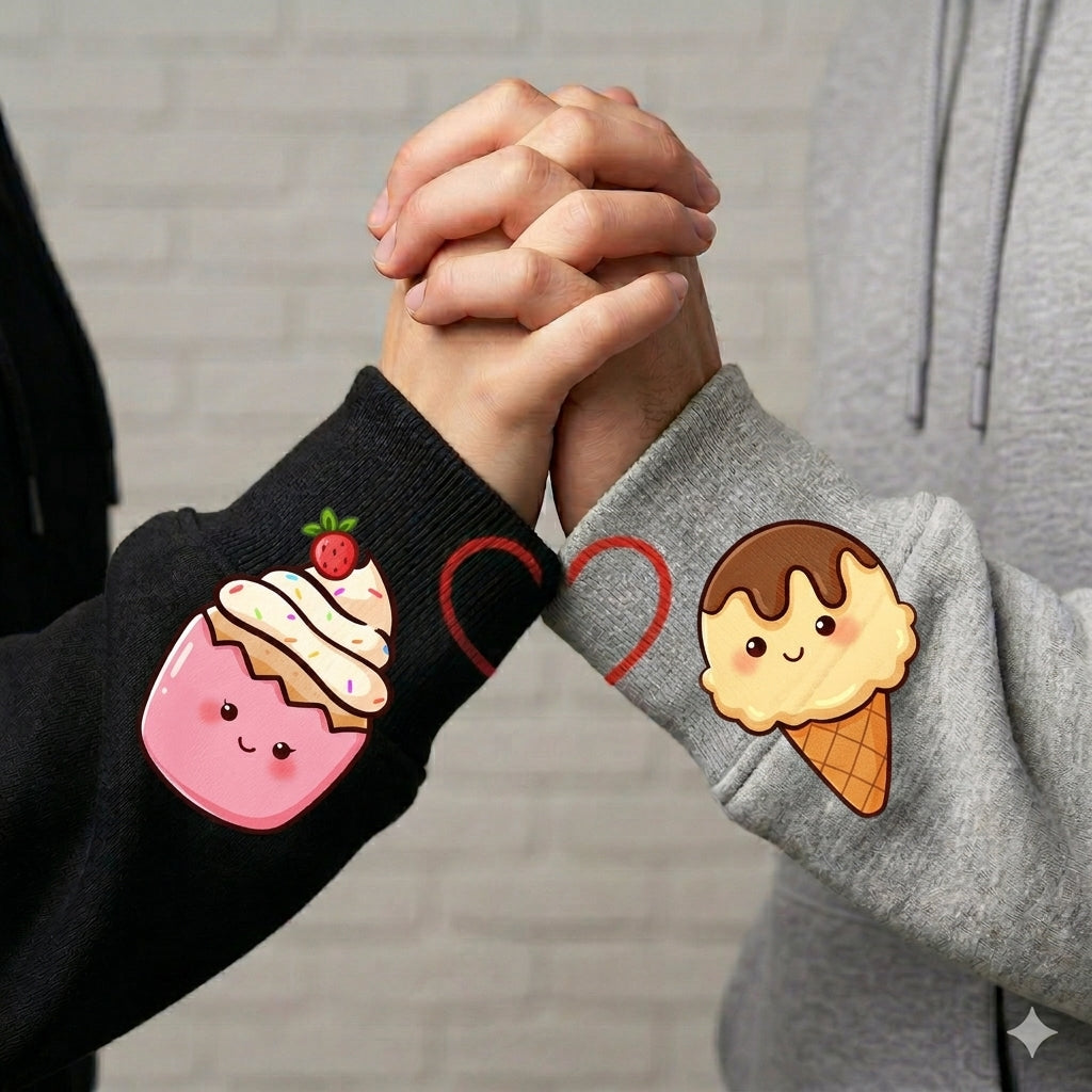 Sweetest Duo in Town Cupcake and Ice Cream Couple Hoodie