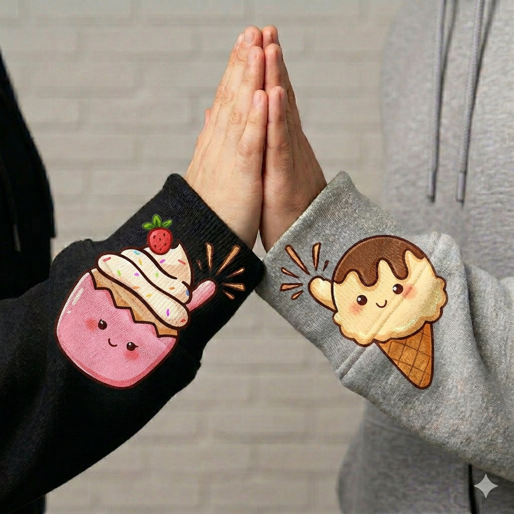 Sweetest Duo in Town Cupcake and Ice Cream Couple Hoodie