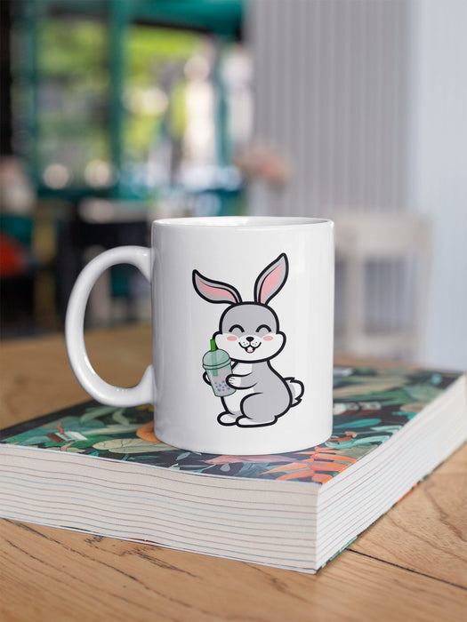 Cute Bunny Boba Tea, Kawaii Coffee Mug, Valentine's Day Gift for Her, Gift for Him, Coffee Lover, Kawaii Animal, Japanese Streetwear M071