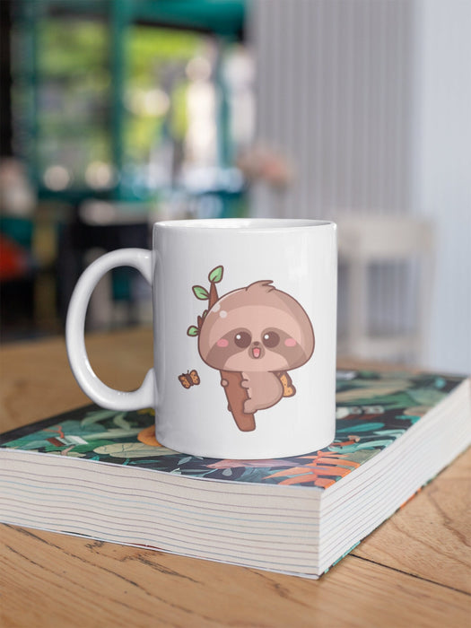 Sloth on Tree Kawaii Coffee Mug