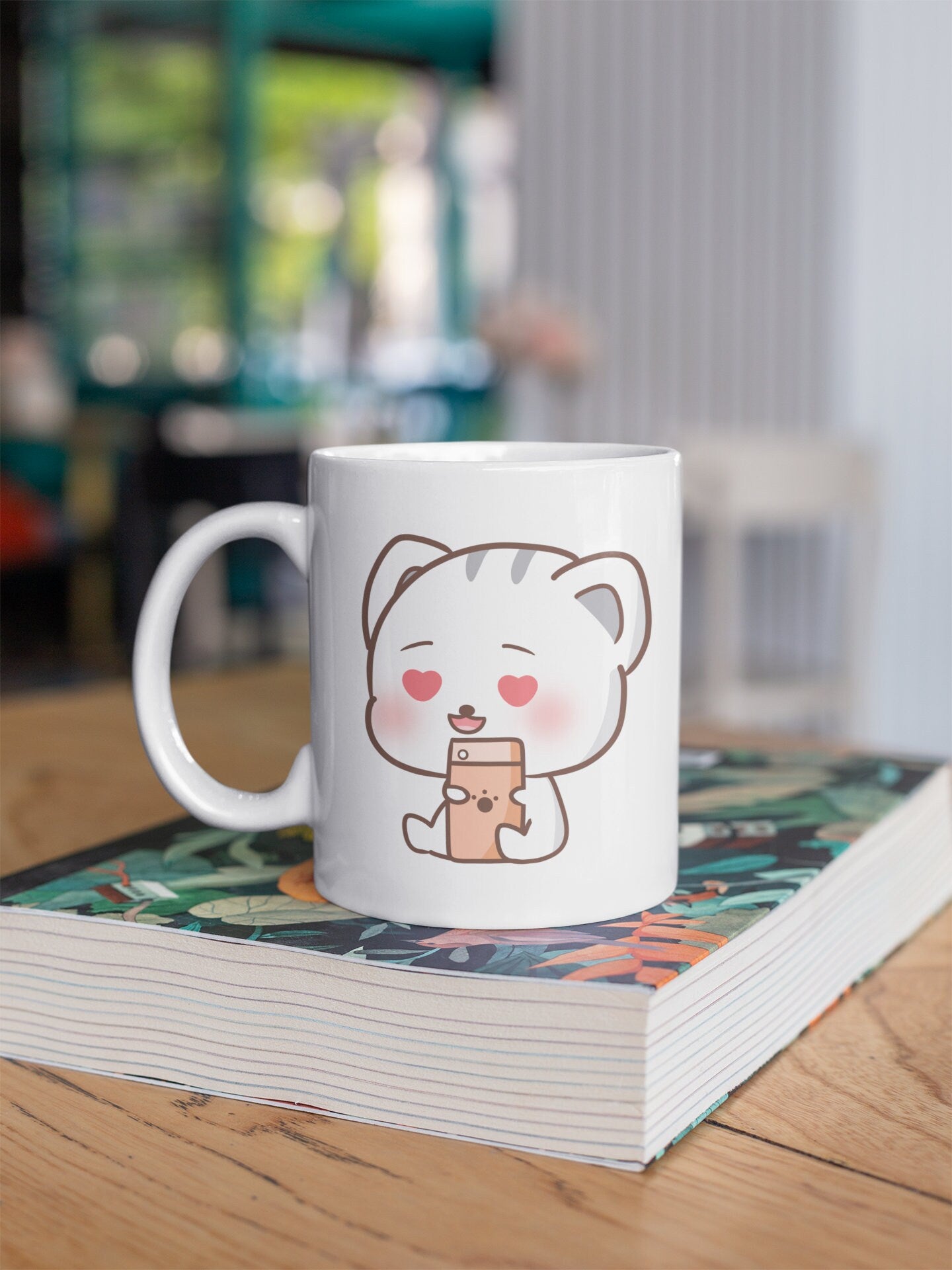 White Cat Kawaii Coffee Mug Gift