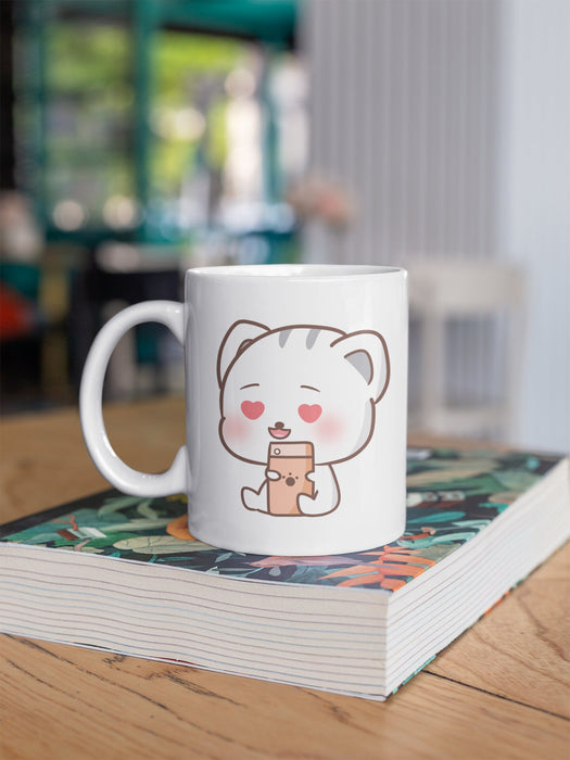 White Cat Kawaii Coffee Mug Gift