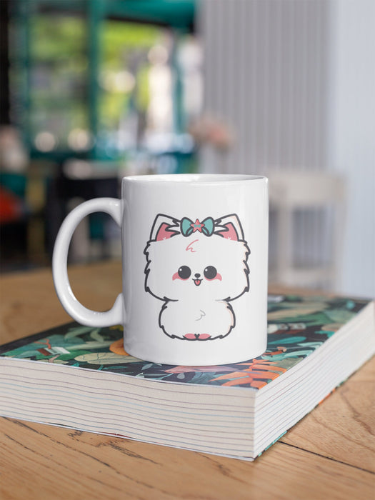 White Cat Kawaii Coffee Mug