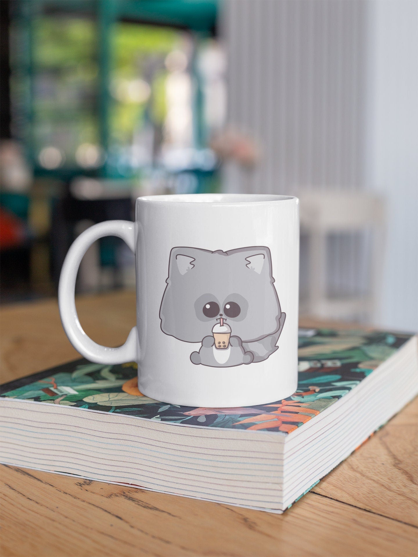 Raccoon Boba Tea Kawaii Coffee Mug