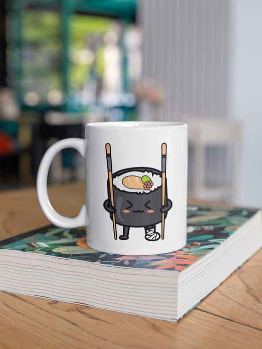 Sushi on Chopstick Crutches Kawaii Coffee Mug