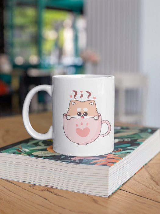 Cute Corgi Shiba Inu Kawaii Coffee Mug, Valentine's Day Gift for Her, Gift for Him, Coffee Lover, Kawaii Animal, Japanese Streetwear M008