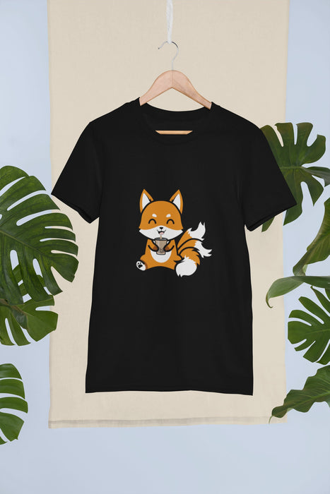 3-Tailed Fox Drinking Boba Tea T-Shirt