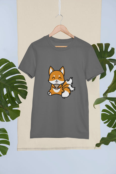 3-Tailed Fox Drinking Boba Tea T-Shirt