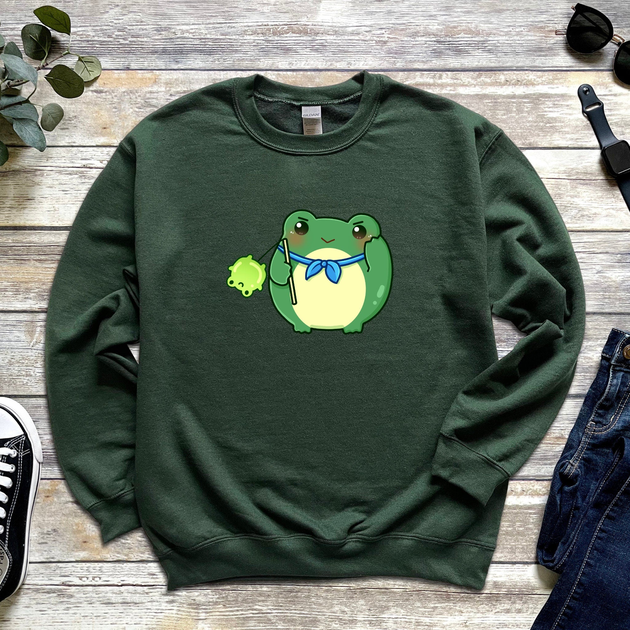 Dark Green Saluting Frog Sweatshirt