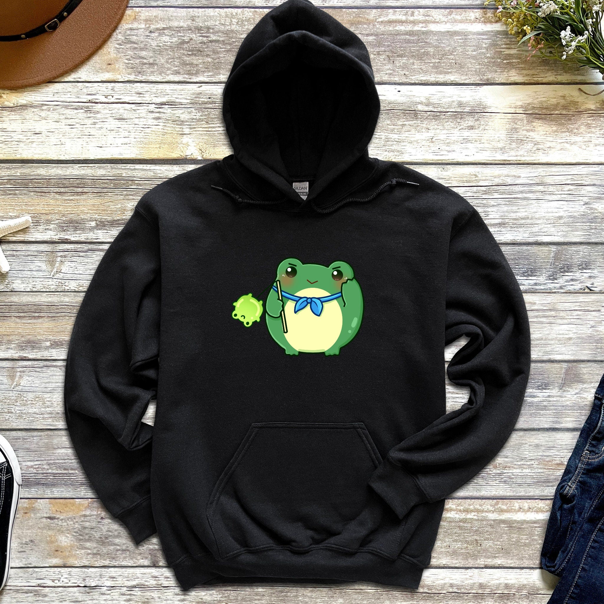Dark Green Saluting Frog Hoodie