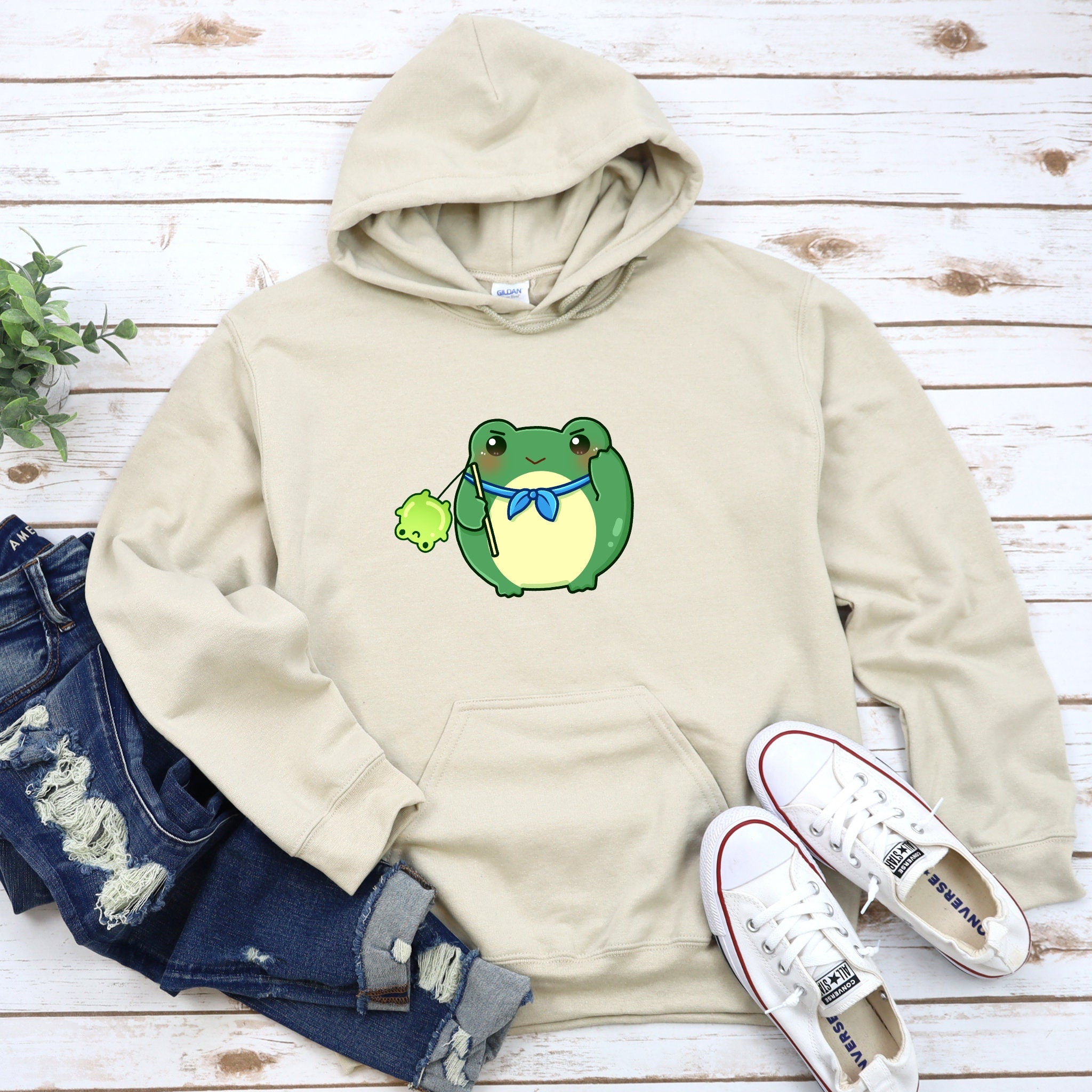 Dark Green Saluting Frog Hoodie