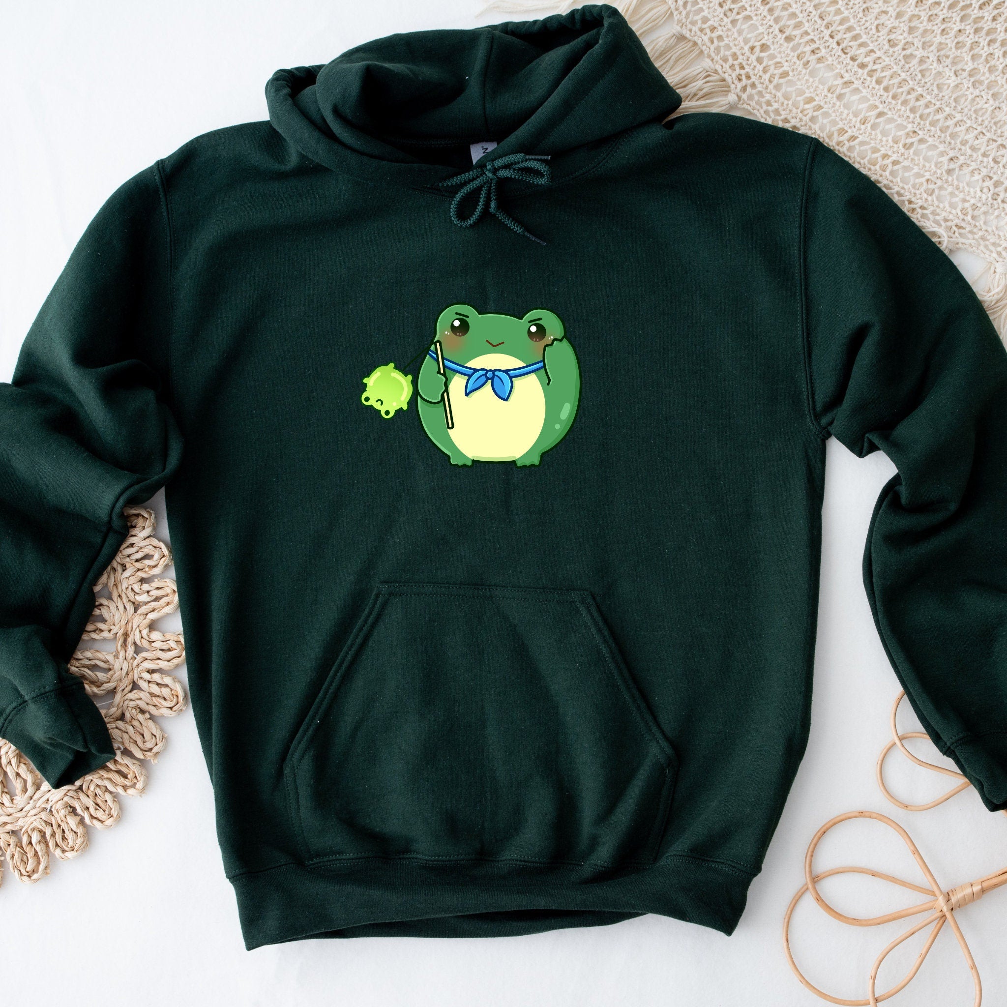 Dark Green Saluting Frog Hoodie