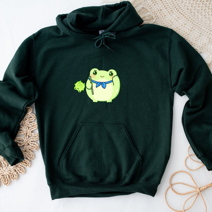 Green Saluting Frog Hoodie