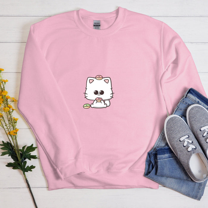 Cat Donut Unisex Sweatshirt - Kids & Adult Sizing, Cute Kawaii Clothing, Gift for Her, Valentines Day Gift