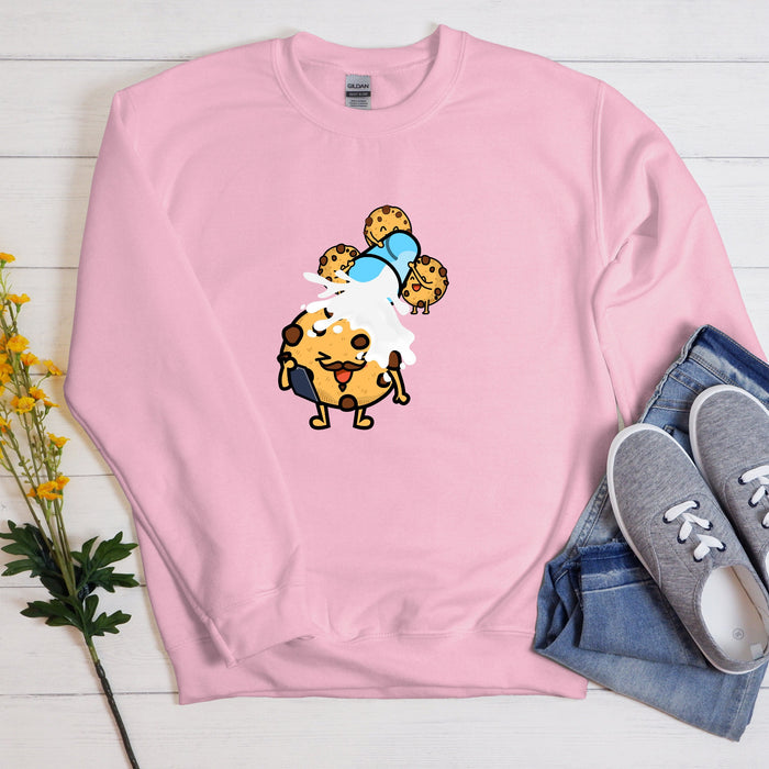 Cookie Kids Dumping Milk on Cookie Coach Dad Unisex Sweatshirt | Sports Drink Funny Meme Cute Kawaii Japanese Streetwear Kawaii Food