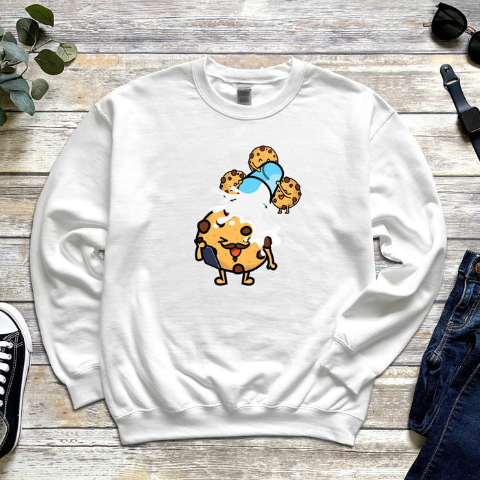 Cookie Kids Dumping Milk on Cookie Coach Dad Unisex Sweatshirt | Sports Drink Funny Meme Cute Kawaii Japanese Streetwear Kawaii Food