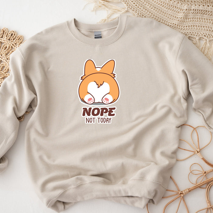 Corgi Butt "Nope" Unisex Sweatshirt | Gift Sweatshirt for Dog Lover Crewneck Cute Kawaii Japanese Streetwear, Kawaii Animal Present Japanese