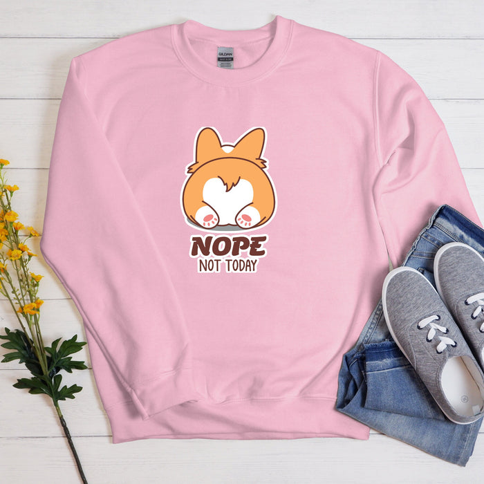 Corgi Butt "Nope" Unisex Sweatshirt | Gift Sweatshirt for Dog Lover Crewneck Cute Kawaii Japanese Streetwear, Kawaii Animal Present Japanese