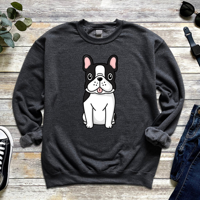 Black & White Bulldog Drinking Boba Tea Unisex Sweatshirt