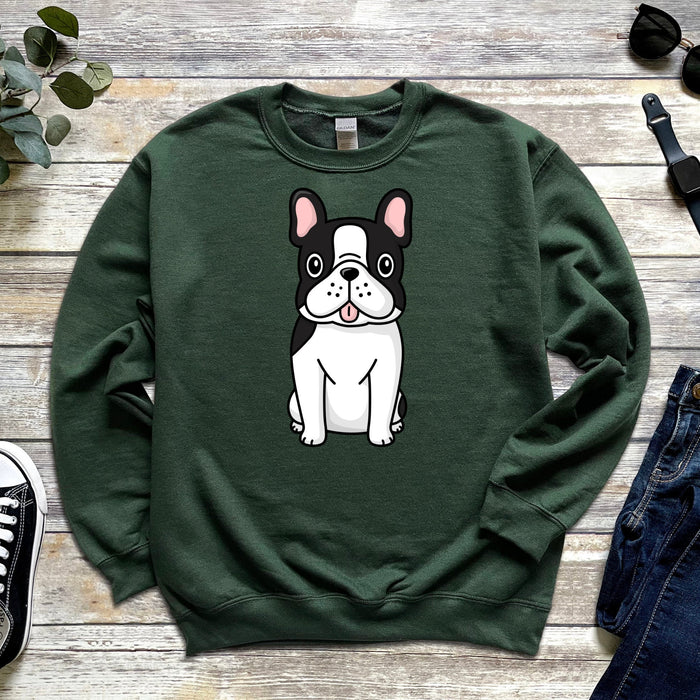 Black & White Bulldog Drinking Boba Tea Unisex Sweatshirt