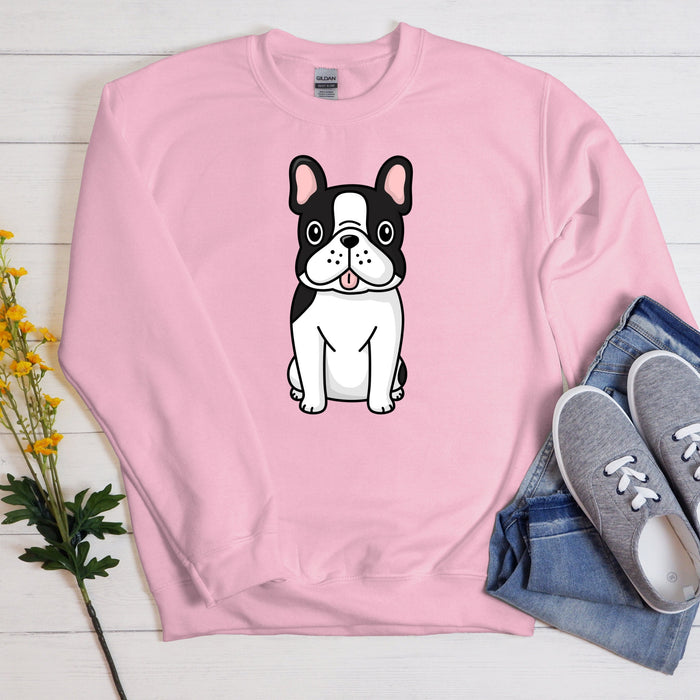 Black & White Bulldog Drinking Boba Tea Unisex Sweatshirt