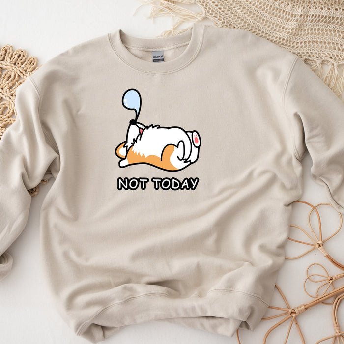 Sleeping Dog "Not Today"  Unisex Sweatshirt | Puppy Dog Mom Corgi Shirt Cute Shiba Inu Doge Dog Dogecoin Japanese Streetwear Snoozing Nap