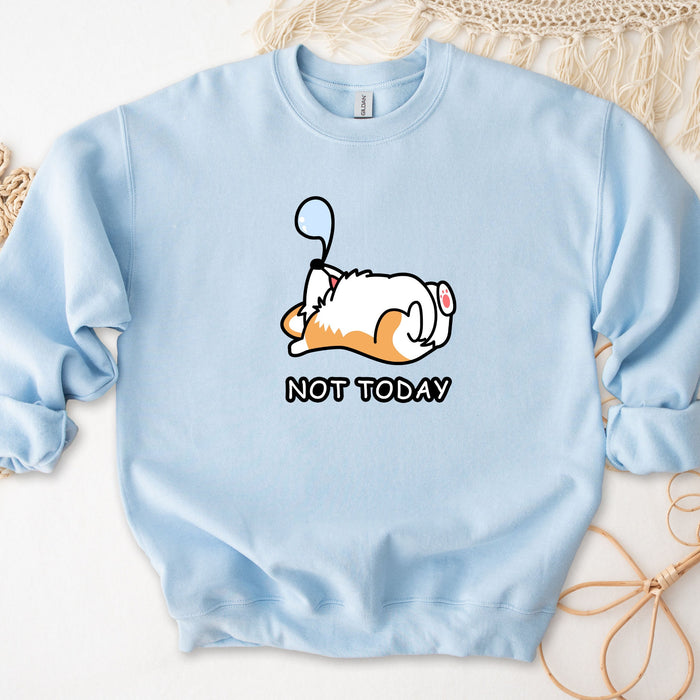 Sleeping Dog "Not Today"  Unisex Sweatshirt | Puppy Dog Mom Corgi Shirt Cute Shiba Inu Doge Dog Dogecoin Japanese Streetwear Snoozing Nap