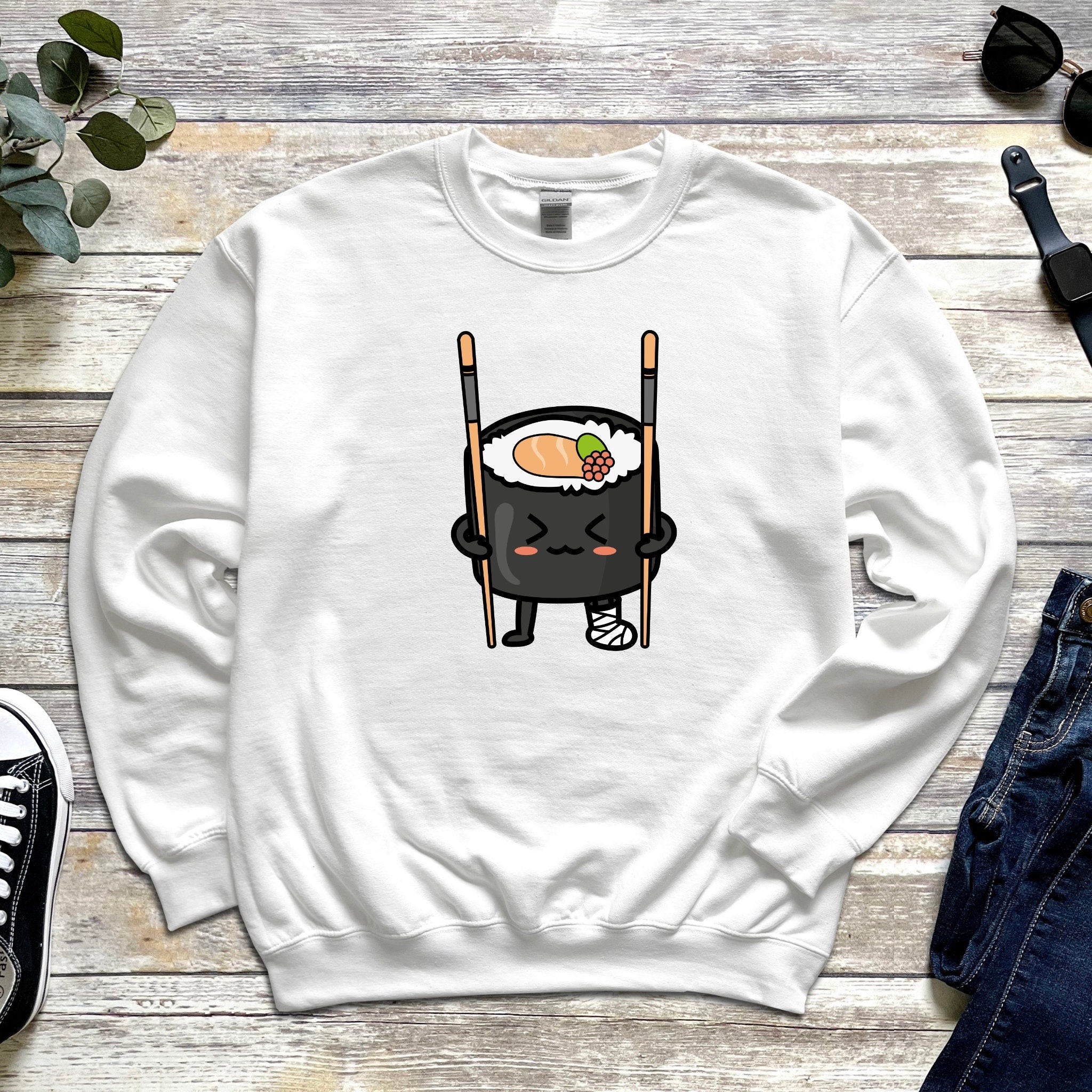 Funny Sushi on Crutches Unisex Sweatshirt