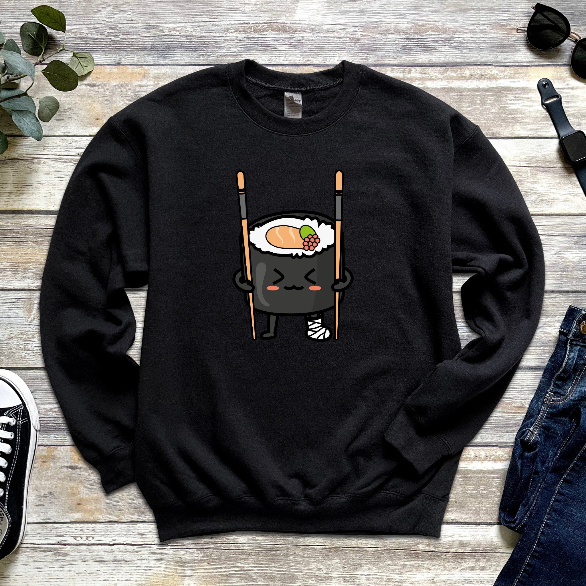 Funny Sushi on Crutches Unisex Sweatshirt