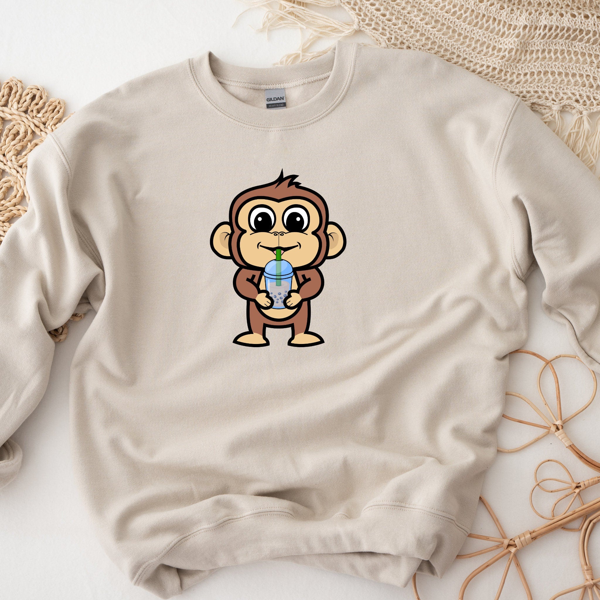 Boba Tea Monkey Unisex Sweatshirt