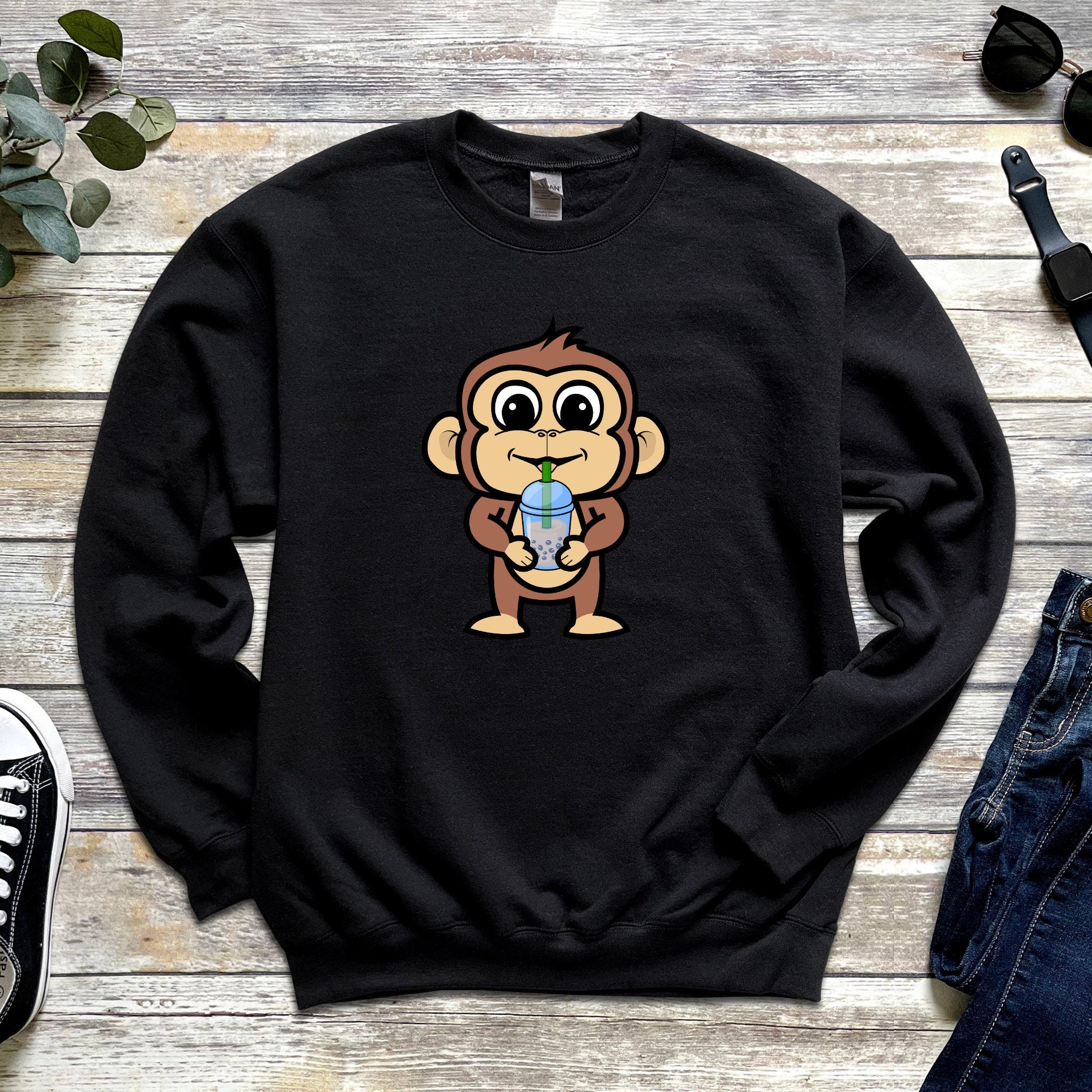 Boba Tea Monkey Unisex Sweatshirt