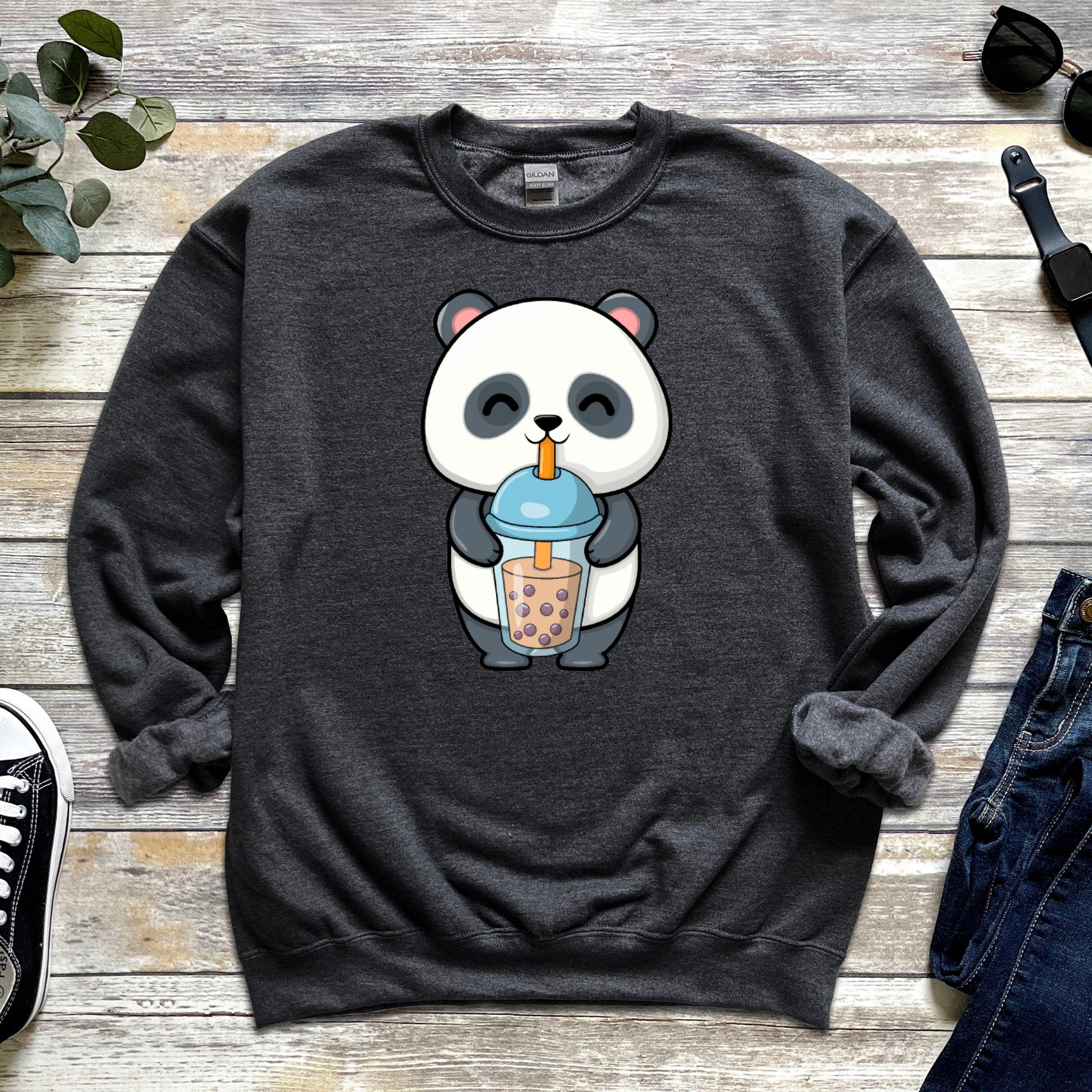 Panda Drinking Boba Tea Unisex Sweatshirt