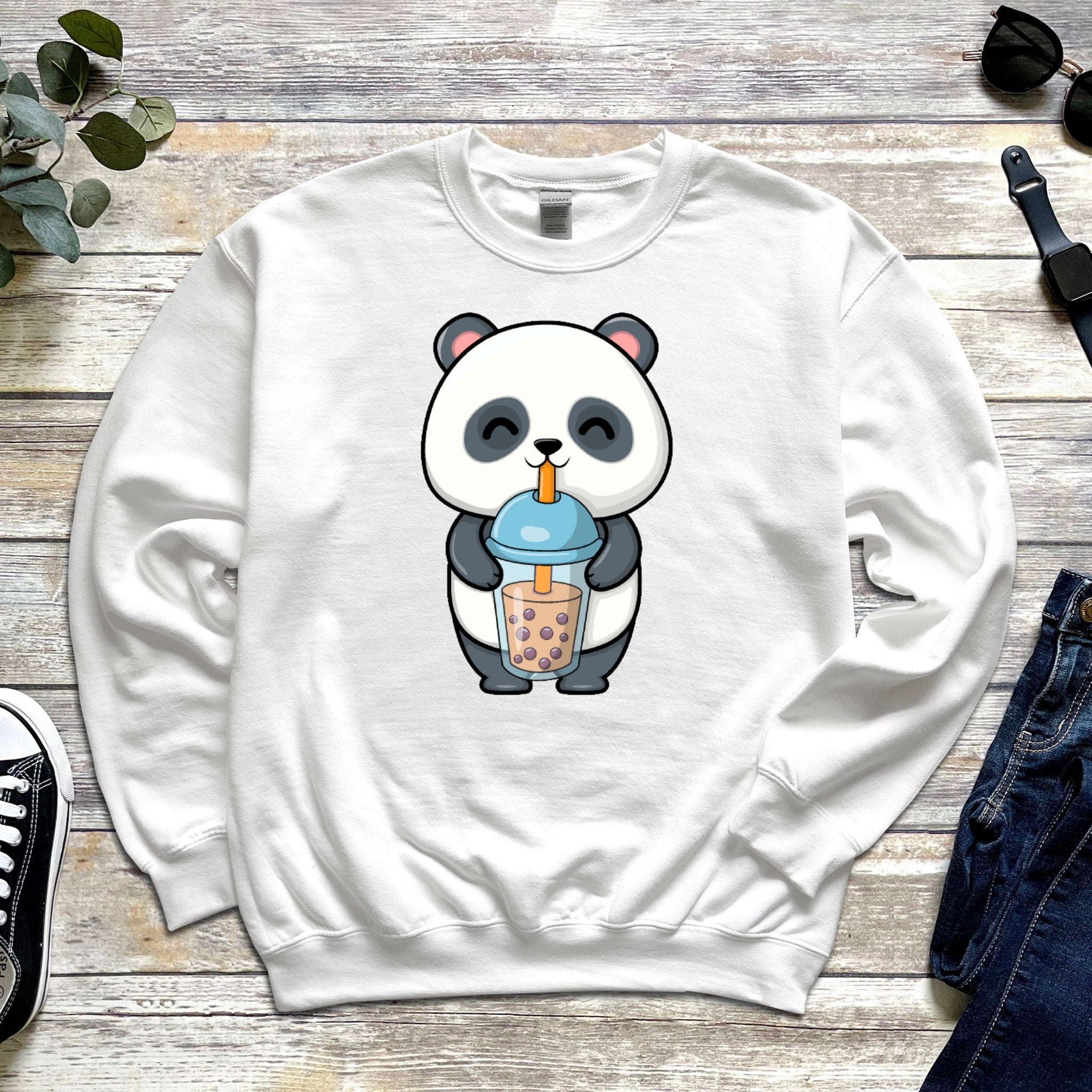 Panda Drinking Boba Tea Unisex Sweatshirt