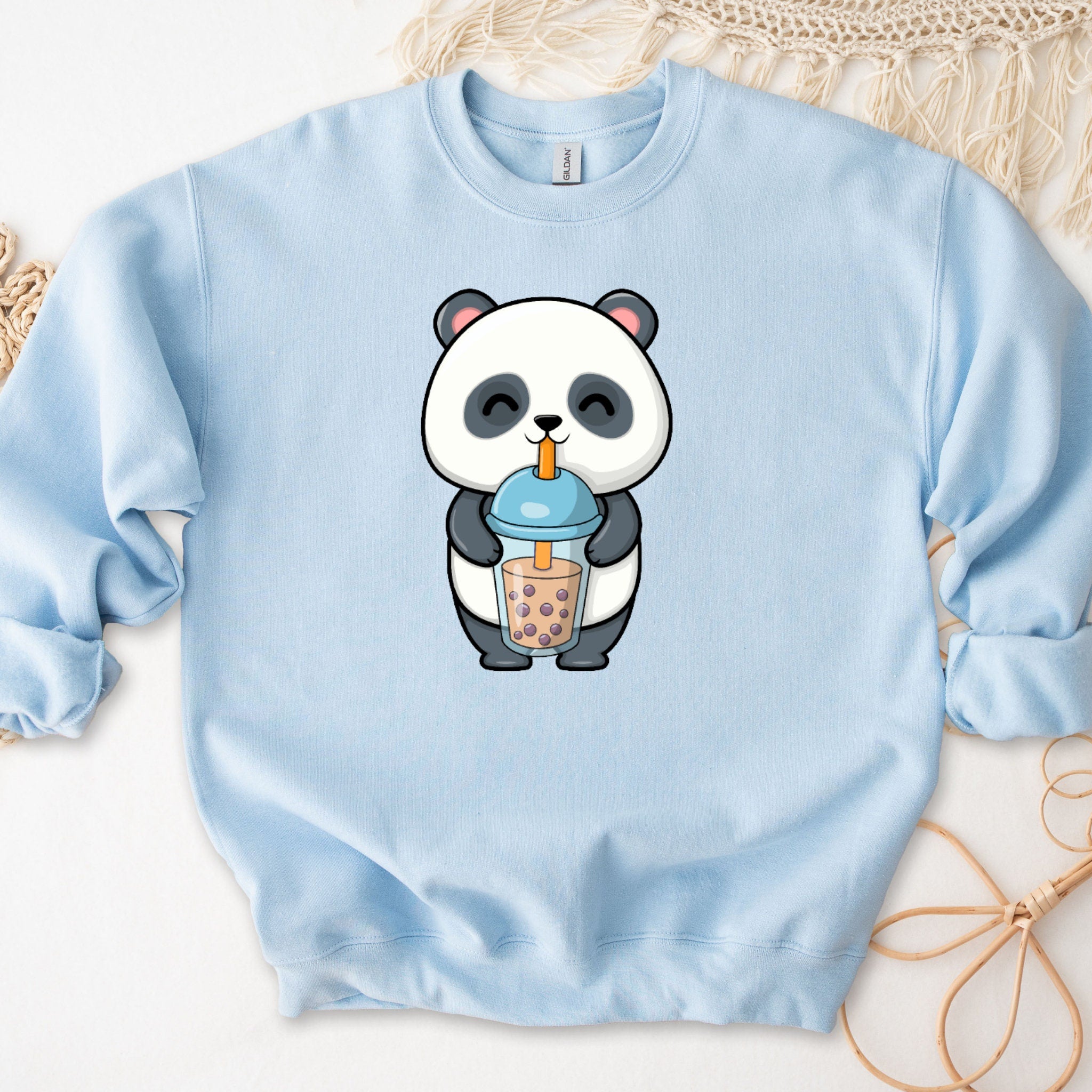 Panda Drinking Boba Tea Unisex Sweatshirt