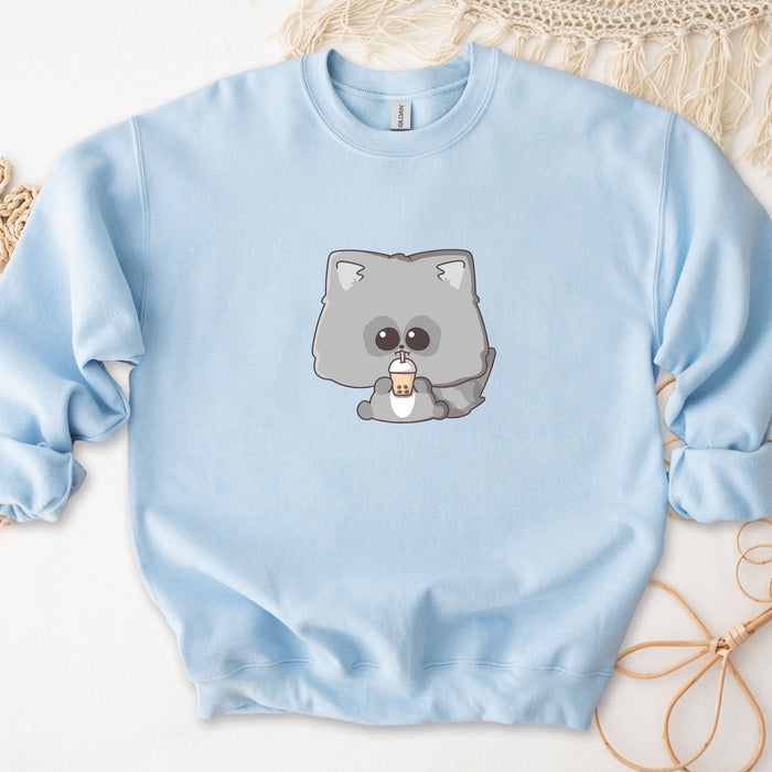 Baby Raccoon Drinking Boba Tea Unisex Sweatshirt