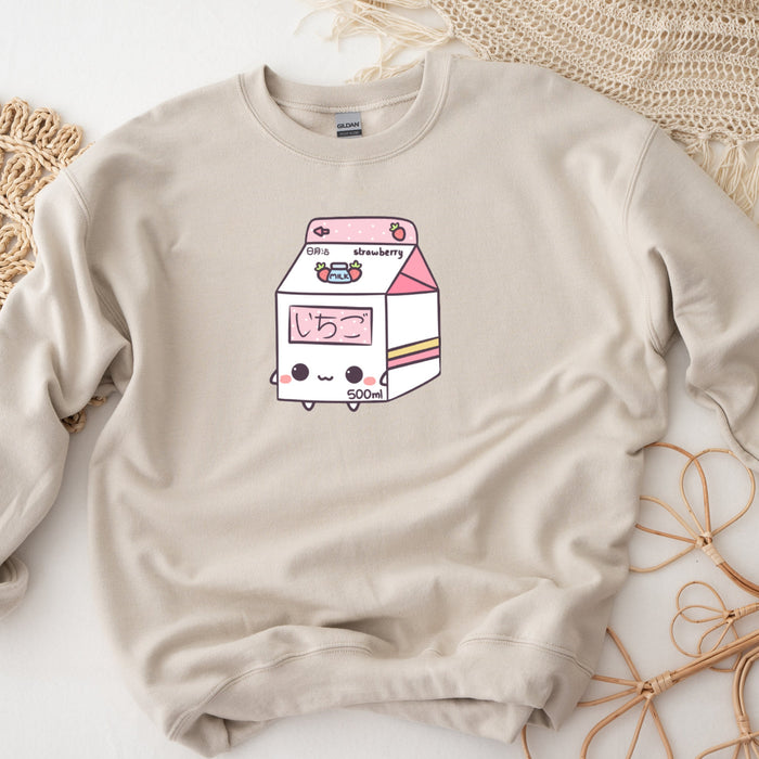 Adorable Boxed Strawberry Milk Unisex Sweatshirt