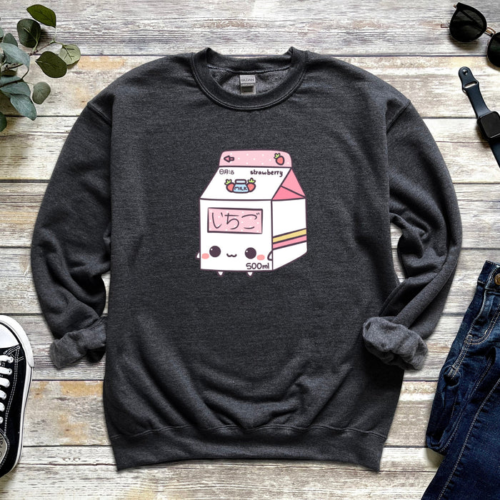 Adorable Boxed Strawberry Milk Unisex Sweatshirt