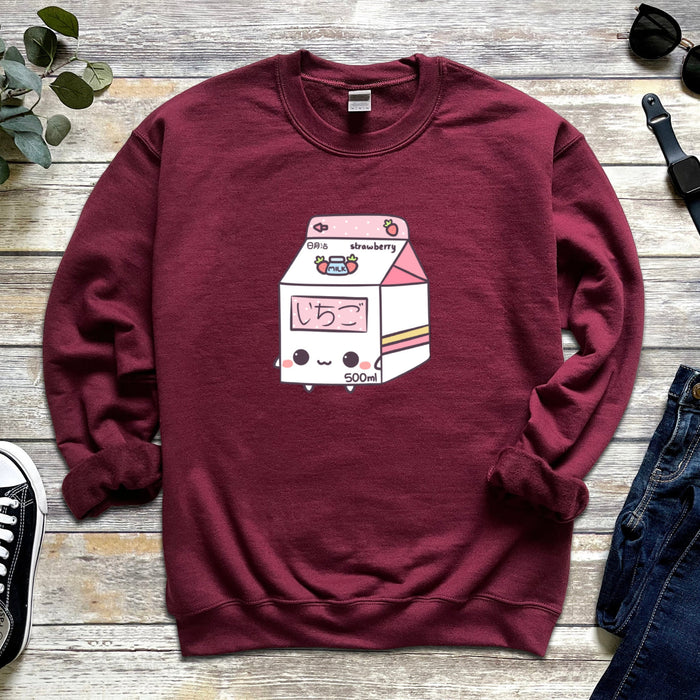 Adorable Boxed Strawberry Milk Unisex Sweatshirt