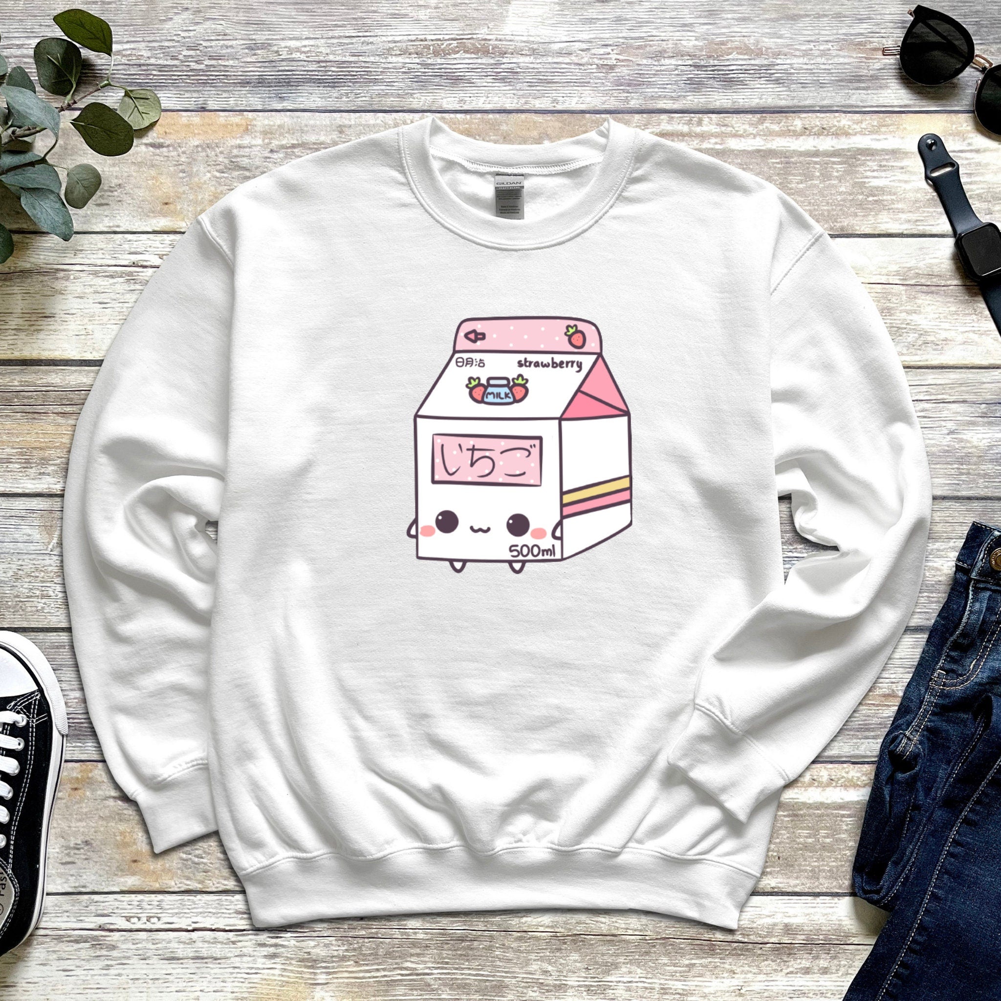Adorable Boxed Strawberry Milk Unisex Sweatshirt