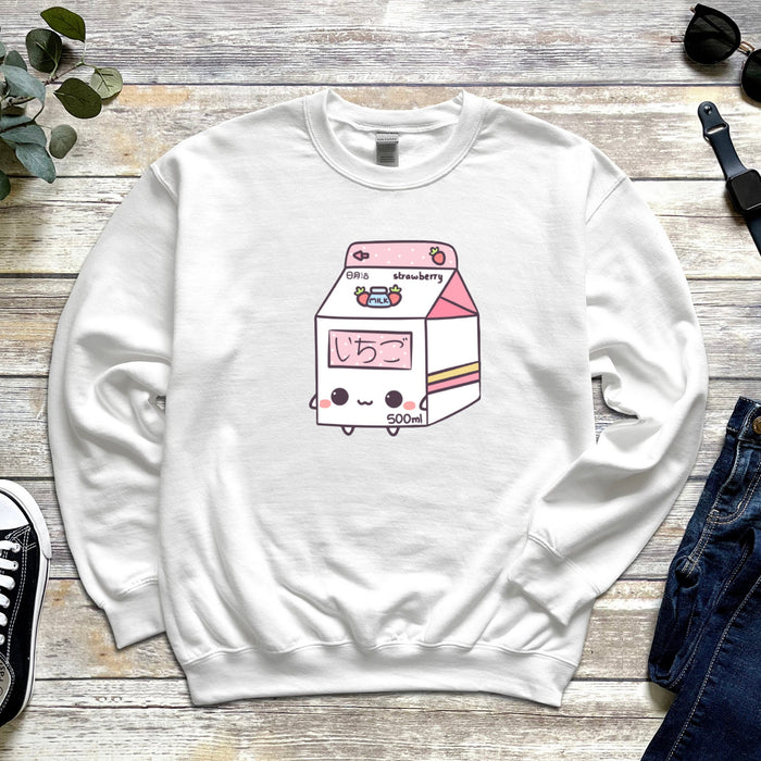 Adorable Boxed Strawberry Milk Unisex Sweatshirt