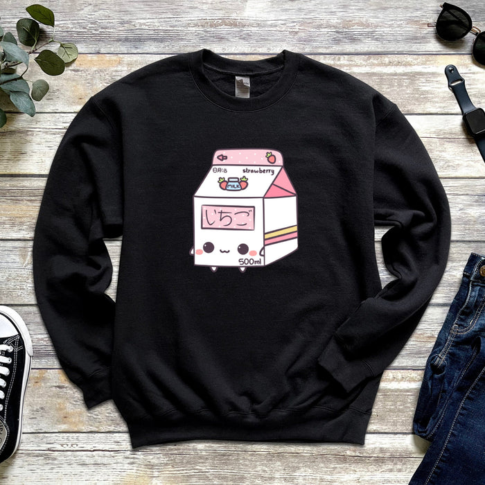 Adorable Boxed Strawberry Milk Unisex Sweatshirt
