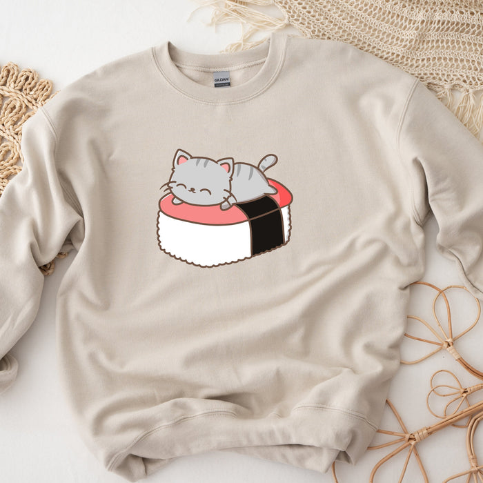 Cat Napping on Sushi Unisex Sweatshirt